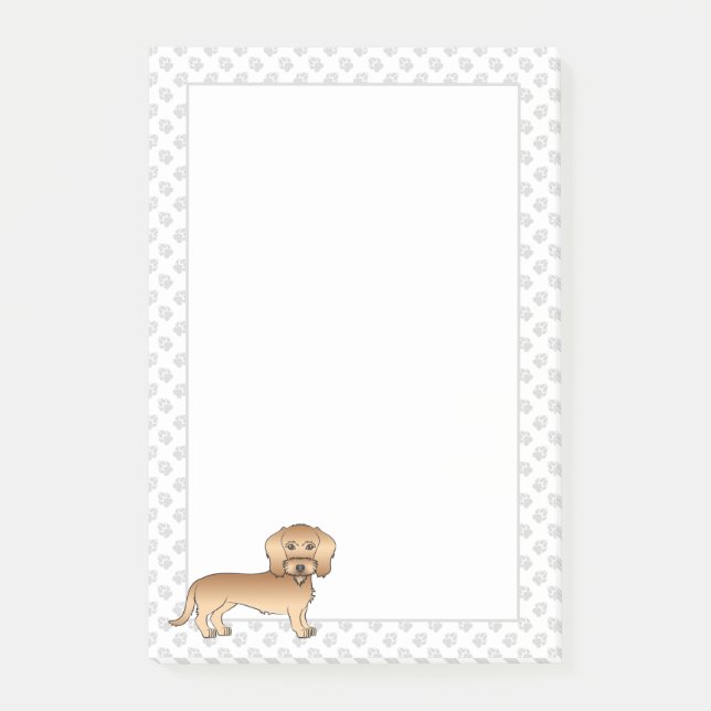 Tecknad hund och tassar av vetehårig Dachshund Post-it Block (Framsida)