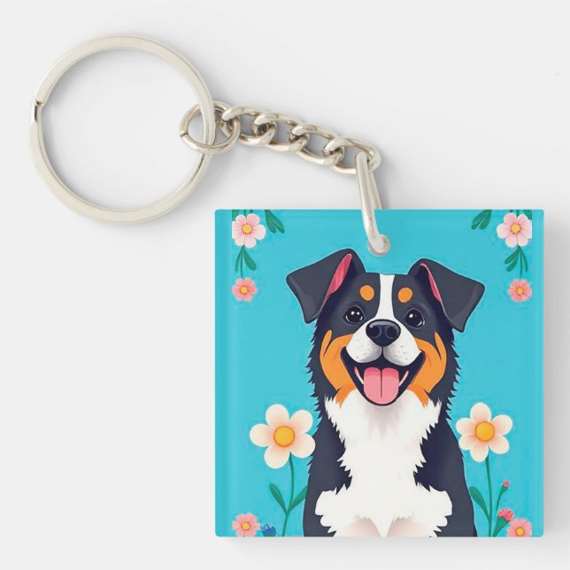 Tecknad hund omgiven av blommor (Framsidan)