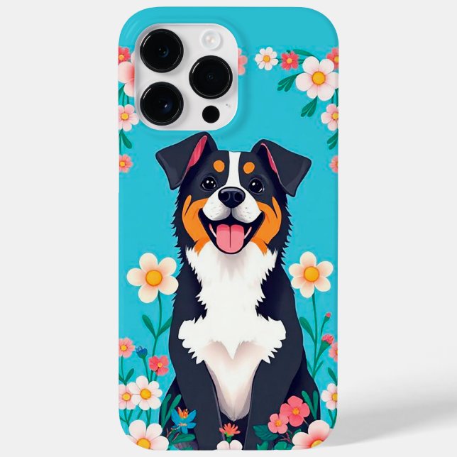 Tecknad hund omgiven av blommor (Baksida)