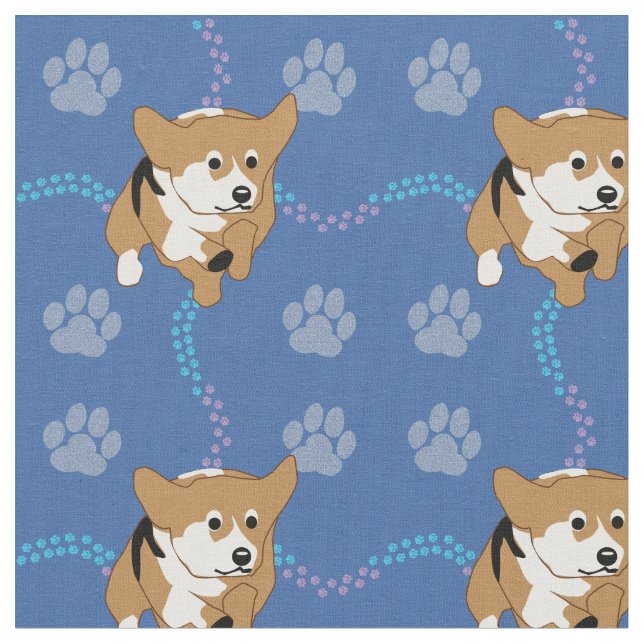 Tecknad hund - Pembroke Welsh Corgi v3 Tyg (Närbild)