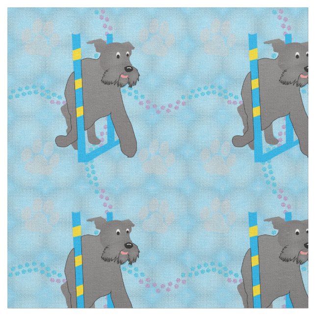 Tecknad hund - Schnauzer Hund Weave v2 Tyg (Närbild)