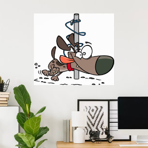 Tecknad hund snurrade runt polen med utslag poster