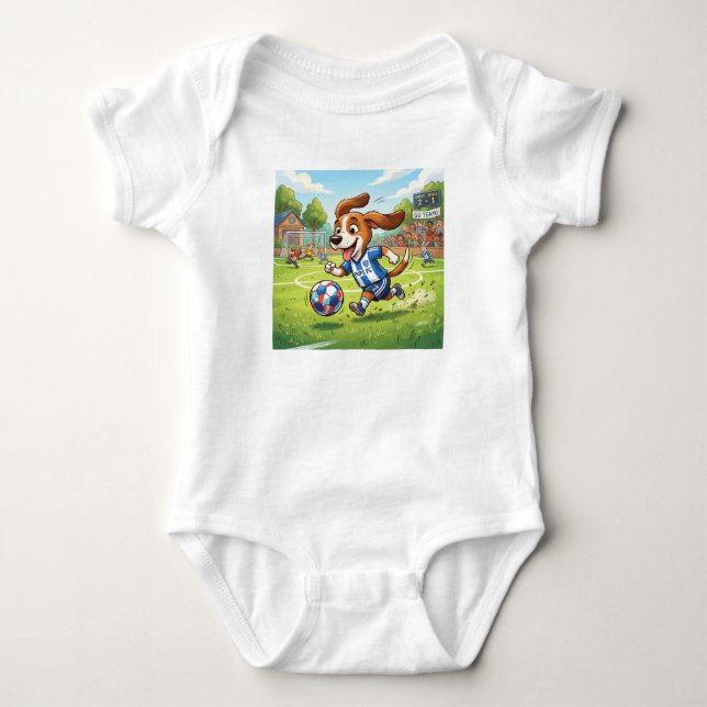 Tecknad hund som spelar fotboll t shirt (Framsida)
