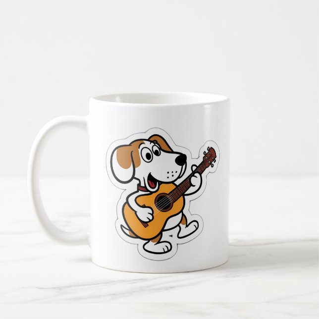 tecknad hund som spelar gitarr kaffemugg (Vänster)