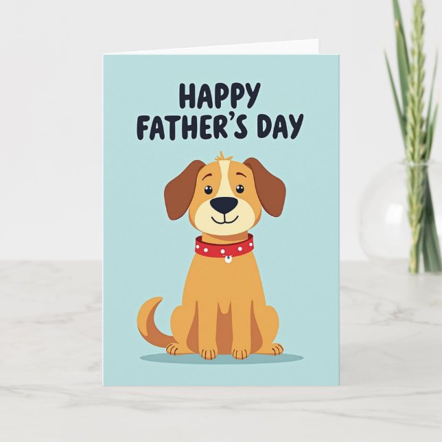 Tecknad hund söta fadersdags kort (Framsida)