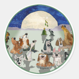 Tecknad Hundar, , Grönt Ring, kuvertförsegling Runt Klistermärke