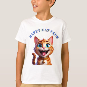 Tecknad husdjurskatt med blå ögon glad uttryck 😸 t shirt
