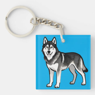 Tecknad Husky Hund Present Svart Vit Sibirisk