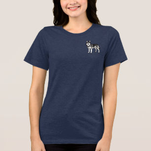 Tecknad Husky Hund Present Svart Vit Sibirisk T Shirt