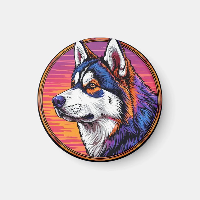 Tecknad Huskyhund Magnet (Framsidan)