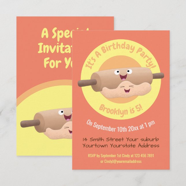 Tecknad i för gräddstift och degdegbakning inbjudningar (Fram/baksida)