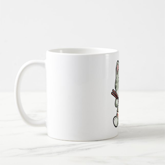 Tecknad-ikon illustra för katt som äter soba noodl kaffemugg (Vänster)