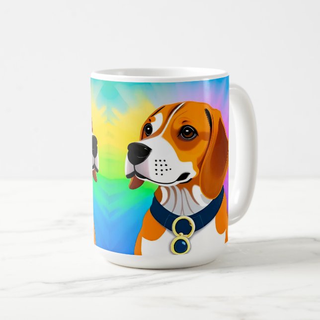🐶 Tecknad Illustration Av Beagle Hund 🐶 Kaffemugg (Framsida höger)