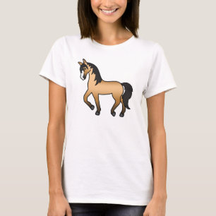 Tecknad illustration av buckskinsk häst som trabba tee shirt