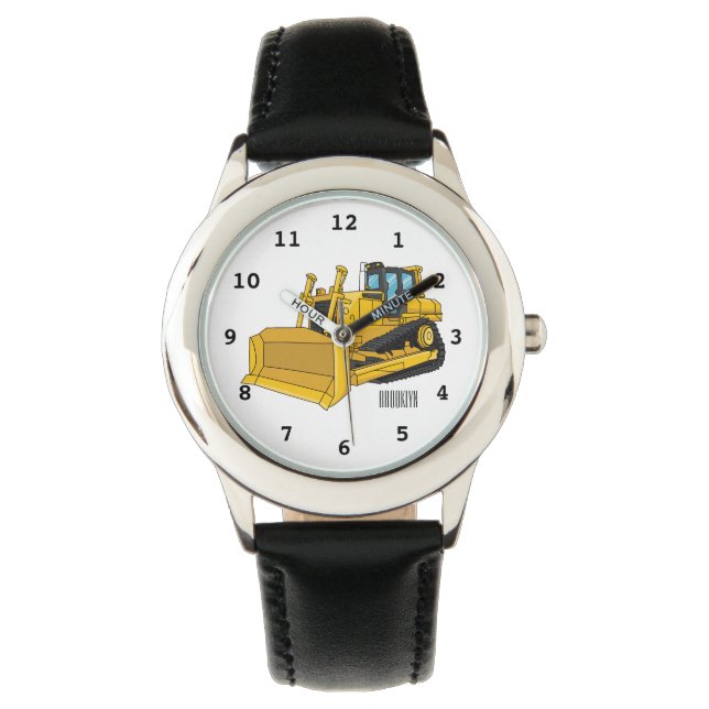 Tecknad illustration av bulldozer armbandsur (Framsida)