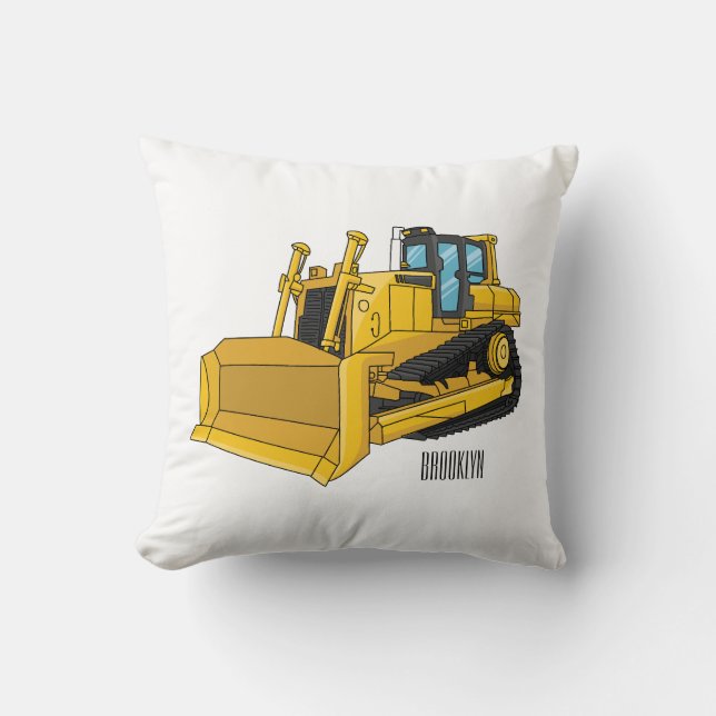 Tecknad illustration av bulldozer kudde (Framsida)