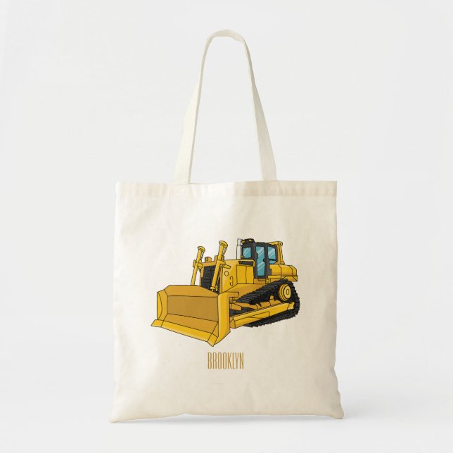 Tecknad illustration av bulldozer tygkasse (Framsidan)