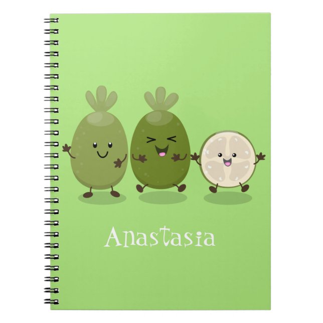 Tecknad illustration av Cute pineapple guava feijo Anteckningsbok (Framsidan)