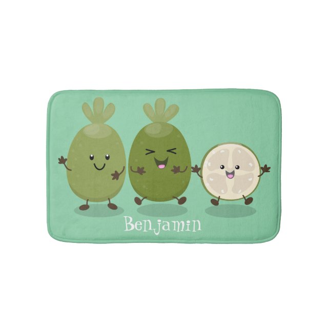 Tecknad illustration av Cute pineapple guava feijo Badrumsmatta (Framsidan)