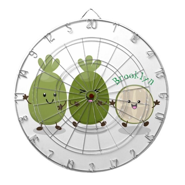 Tecknad illustration av Cute pineapple guava feijo Darttavla (Framsidan)