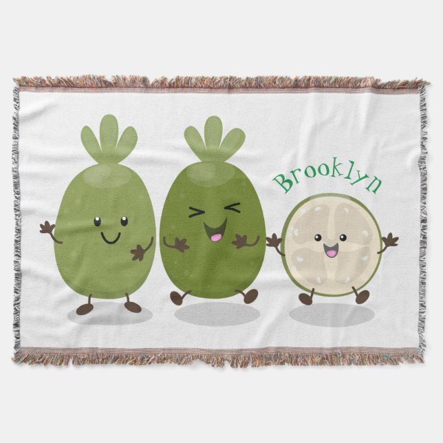 Tecknad illustration av Cute pineapple guava feijo Filt (Framsidan)