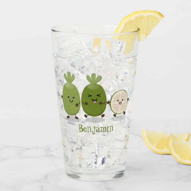 Tecknad illustration av Cute pineapple guava feijo Glaskopp (Bakside Is)