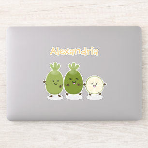 Tecknad illustration av Cute pineapple guava feijo Klistermärken