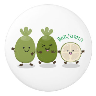 Tecknad illustration av Cute pineapple guava feijo Knopp