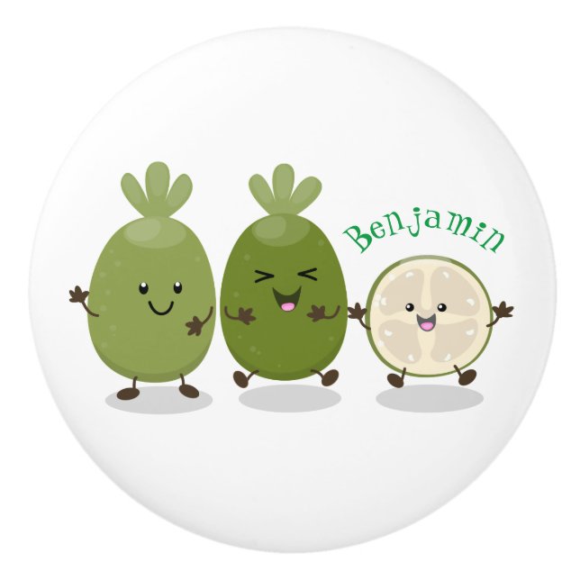 Tecknad illustration av Cute pineapple guava feijo Knopp (Framsidan)