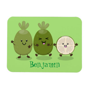 Tecknad illustration av Cute pineapple guava feijo Magnet