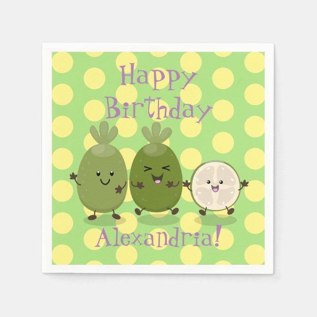 Tecknad illustration av Cute pineapple guava feijo Pappersservett (Framsidan)