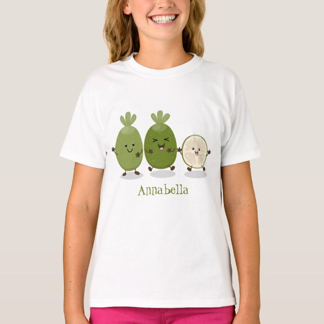 Tecknad illustration av Cute pineapple guava feijo T Shirt (Framsida)