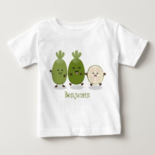 Tecknad illustration av Cute pineapple guava feijo T Shirt (Framsida)