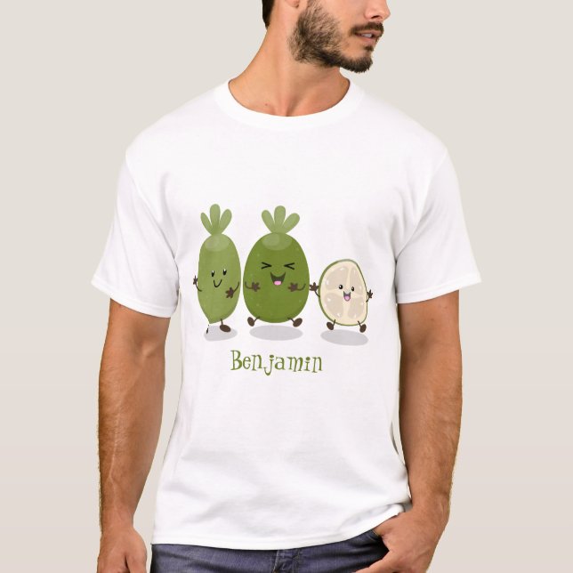 Tecknad illustration av Cute pineapple guava feijo T Shirt (Framsida)