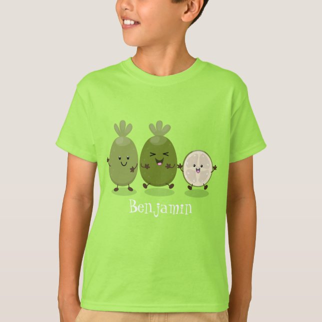 Tecknad illustration av Cute pineapple guava feijo T Shirt (Framsida)