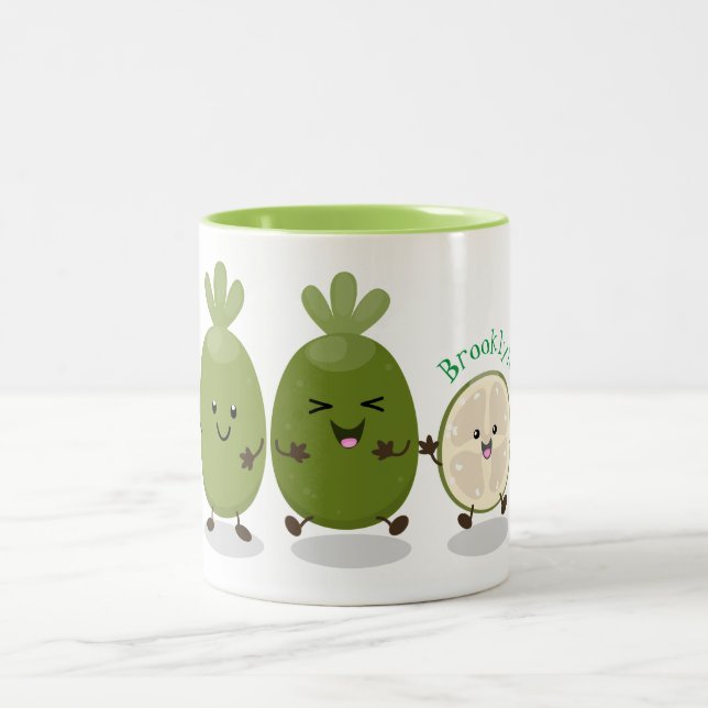 Tecknad illustration av Cute pineapple guava feijo Två-Tonad Mugg (Center)