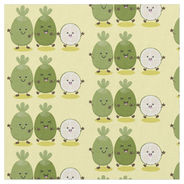 Tecknad illustration av Cute pineapple guava feijo Tyg (Närbild)