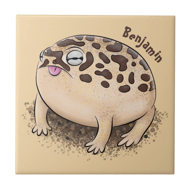 Tecknad illustration av den berömda ökenregngrodan kakelplatta (Framsidan)