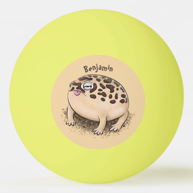 Tecknad illustration av den berömda ökenregngrodan pingisboll (Framsidan)