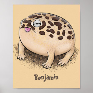 Tecknad illustration av den berömda ökenregngrodan poster