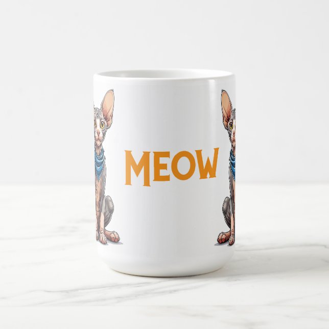 Tecknad illustration av en Sphynx-katt Kaffemugg (Center)