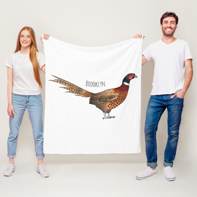 Tecknad illustration av fasanfågel med ringhals fleecefilt (På plats)