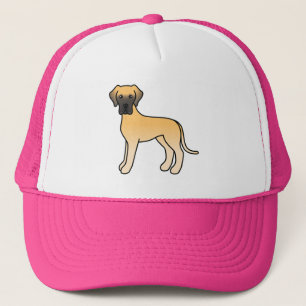 Tecknad illustration av Fawn Grand Danois Hund Truckerkeps