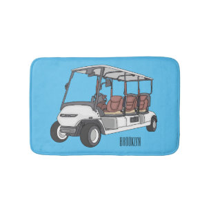 Tecknad illustration av golfkärra / golfbil badrumsmatta