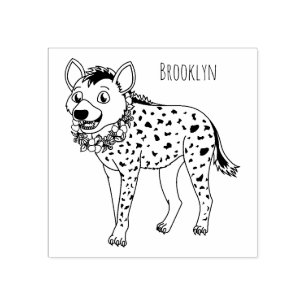 Tecknad illustration av hyena och blommor stämpel