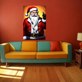 Tecknad illustration av Jultomten | AI Art Poster