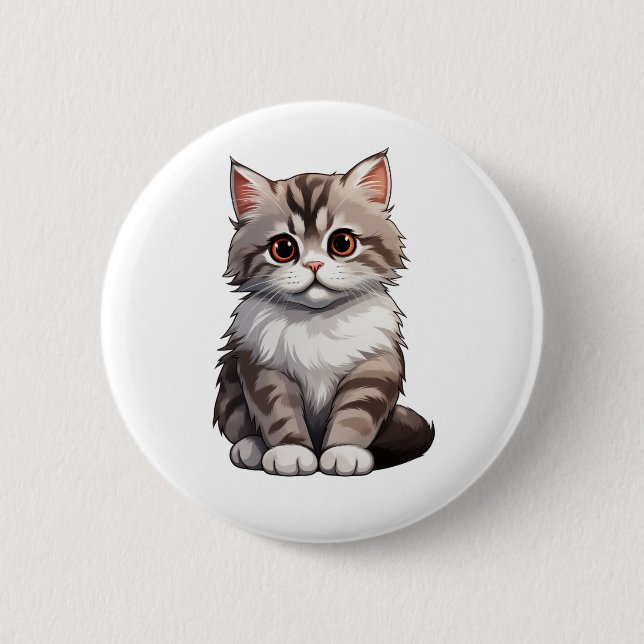 Tecknad illustration av katt knapp (Framsida)
