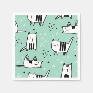Tecknad illustration av katt pappersservett