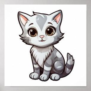 Tecknad illustration av katt poster