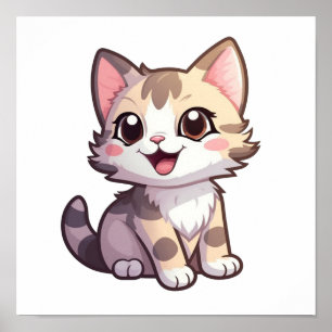 Tecknad illustration av katt poster
